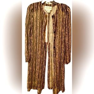 JEANNENE BOOHER Size 4  100% Silk Long Button Down Top Cardigan Festival Boho